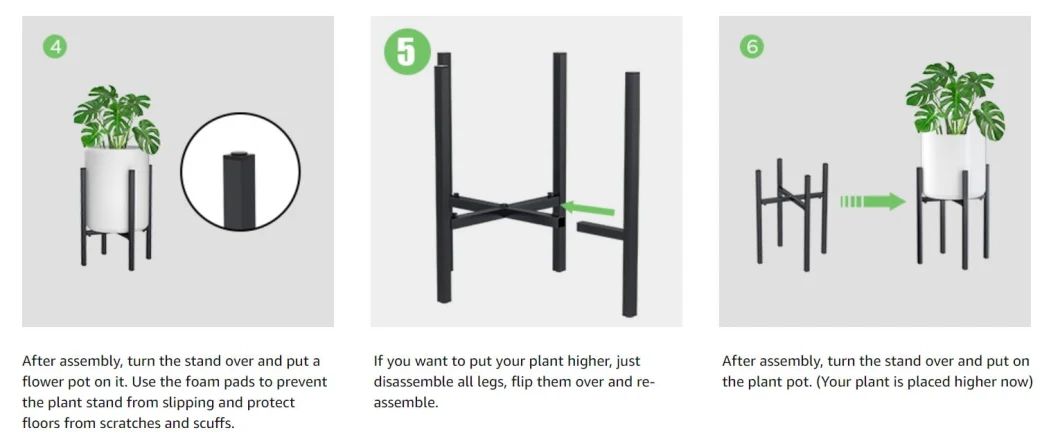 Adjustable Metal Plant Stand 9.5 to 15 Inches MID Century Modern Plant Stand 15 Inches Indoor & Outdoor Plant Stand