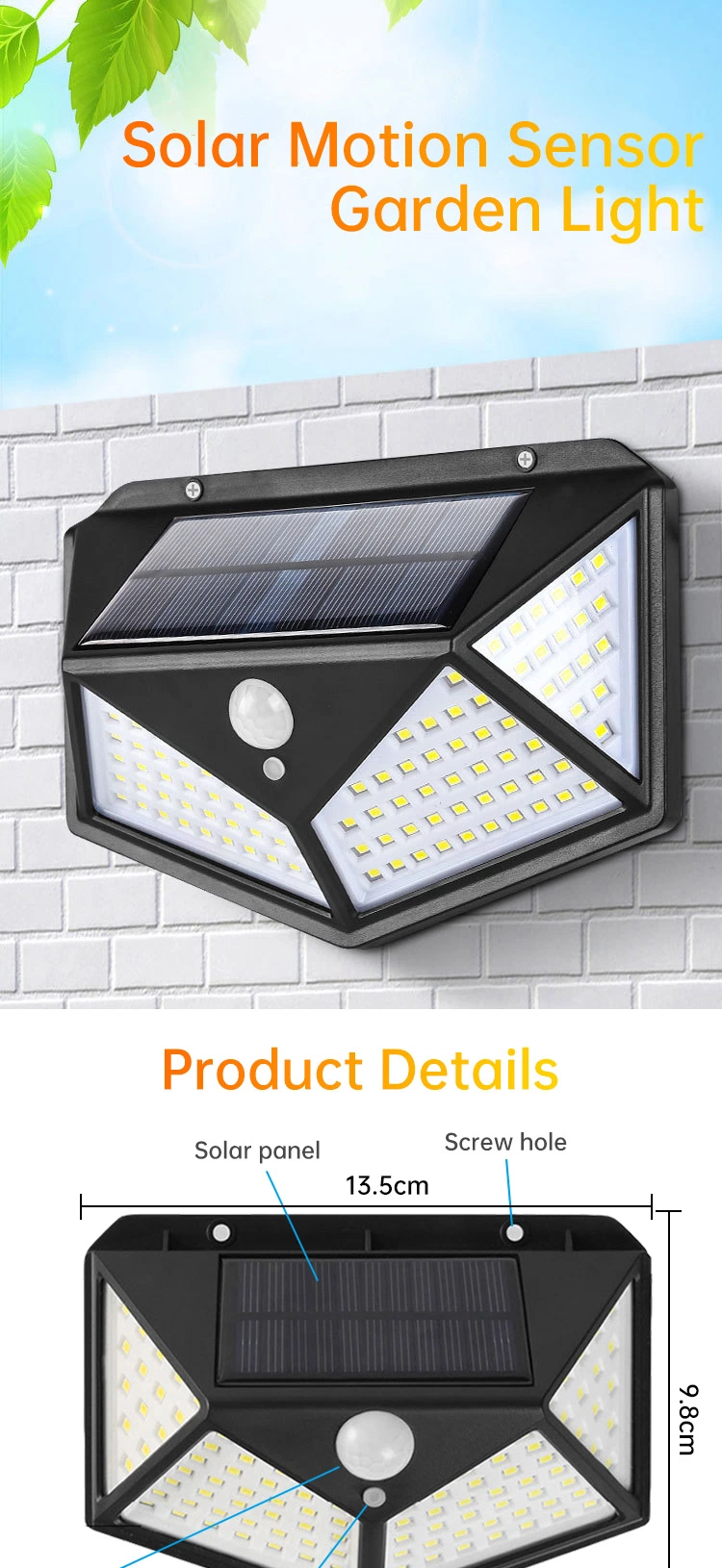 View Larger Imageadd to Comparesharehigh Quality Cheap Price Outdoor Solar Powered Garden Lamp 100 LED Waterproof Motion Sensor Solar Wall Garden Lights