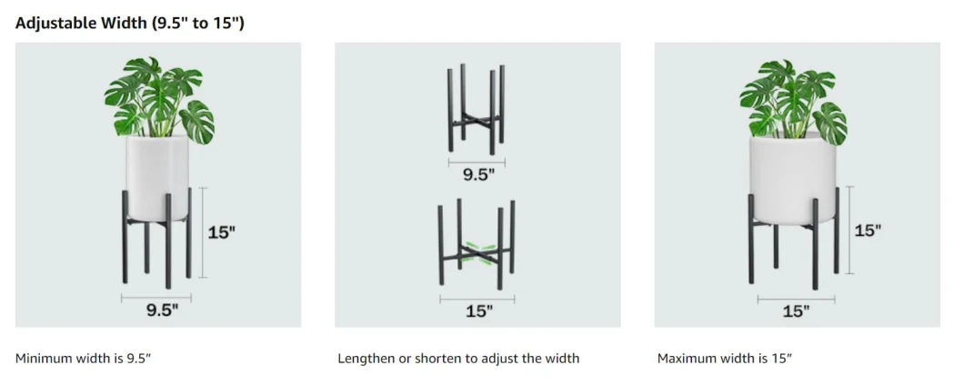 Adjustable Metal Plant Stand 9.5 to 15 Inches MID Century Modern Plant Stand 15 Inches Indoor & Outdoor Plant Stand